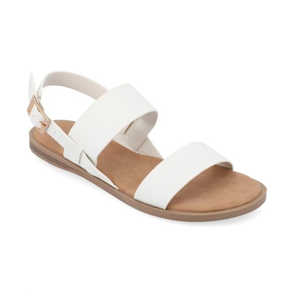Journee Collection Womens Lavine Double Strap Sandals White 8W MSRP $59 - Picture 1 of 5